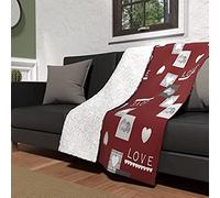 Soleil d'ocre Manta Polaire Microfibra doublé Sherpa 120 x 160 cm Love Rouge, par