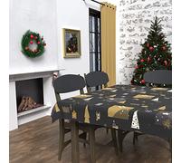 Soleil d'ocre Mantel Antimanchas Abeto, Rectangular, Negro, 140 x 240 cm