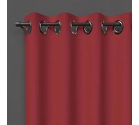 Soleil d'ocre Cortina con Ojales Blackout, Rojo, 140 x 250 cm