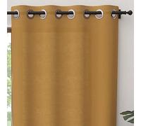 Soleil d'ocre PANAMA Cortina con ojales puro algodón, Amarillo (Mostaza), 140 x 300 cm