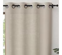 Soleil d'ocre PANAMA Cortina con ojales puro algodón, Beige (Lino), 135 x 250 cm