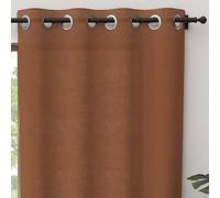 Soleil d'ocre PANAMA Cortina con ojales puro algodón, Marrón (Tierra), 135 x 250 cm