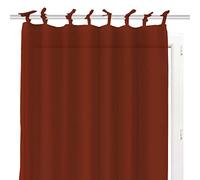 Soleil d'ocre PANAMA Visillo con nudos de algodón, Rojo (Ladrillo), 135 x 250 cm