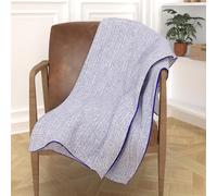 Soleil d'ocre Piedra Cojín de Algodón Reciclado, Azul, 140 x 200 cm