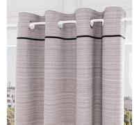 Soleil d'ocre Piedra Cortina con Ojales de algodón Reciclado, Negro, 140 x 300 cm