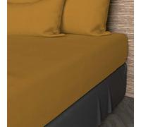 Soleil d'ocre Sábana Ajustable de algodón 57 hilos, Amarillo (Mostaza), 90 x 190 cm