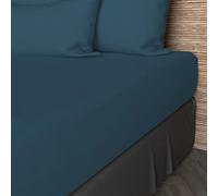 Soleil d'ocre Sábana Ajustable de algodón 57 hilos, Azul Pato, 160 x 200 cm