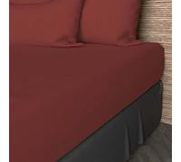 Soleil d'ocre Sábana Ajustable de algodón 57 hilos, Rojo (Ladrillo), 140 x 190 cm