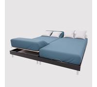 Soleil d'ocre Sábana Ajustable TPR de algodón de 57 Hilos, Azul Pato, 2 x 80 x 200 cm