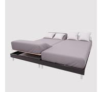 Soleil d'ocre Sábana Ajustable TPR de algodón de 57 Hilos, Gris, 2 x 70 x 190 cm