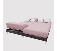 Soleil d'Ocre, Sábana Bajera TPR de algodón, 57 Hilos, 2x80x200 cm, Color Rosa