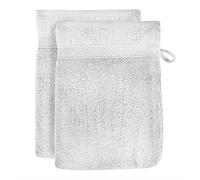 Soleil d'ocre Set de 2 guantes de baños de algodón 500 gr/m2 Lagune, 16 x 21 cm, Blanco