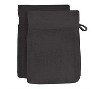 Soleil d'ocre Set de 2 guantes de baños de algodón 500 gr/m2 Lagune, 16 x 21 cm, Gris