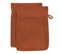 Soleil d'ocre Set de 2 guantes de baños de algodón 500 gr/m2 Lagune, 16 x 21 cm, Marrón (Tierra)