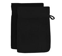 Soleil d'ocre Set de 2 guantes de baños de algodón 500 gr/m2 Lagune, 16 x 21 cm, Negro