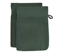 Soleil d'ocre Set de 2 guantes de baños de algodón 500 gr/m2 Lagune, 16 x 21 cm, Verde