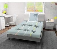 Soleil d'ocre, Set de sábanas 180x290 cm PALMIER blue, 100% algodón 57 hilos/cm2