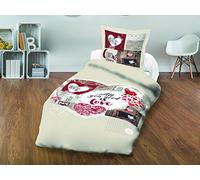 Soleil d'ocre, Set funda nórdica de algodón 57 Hilos 140x200 cm CORAZÓN DE INVIERNO