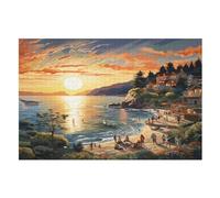 Soleilset Over The Harbour - Puzzle de madera para adultos 1000 P - Challenge Puzzles - Adultos y niños a partir de 12 años (75 × 50 cm)