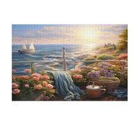 Soleilset Over The Harbour Puzzle Enfhormigas 1000pcs, rompecabezas de madera - Kit DIY Relax Juegos para adolescentes y adultos Regalos (75 × 50 cm)
