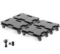 SOLEJAZZ Juego de Rodillos de Transporte, Capacidad de Carga de 800 kg, Carrito de Transporte de Muebles, Se Puede Acoplar, Ayuda para Mudanza, Ruedas de Transporte de Muebles, Negro, Paquete de 4