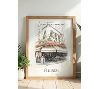 Solenzo Cartel Personalizado Pareja Acuarela Donde todo empezó, Regalo de San Valentín, aniversario de boda (50x70)