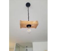 Solenzo - Lámpara colgante de madera y cuerda estilo industrial rústico campaña chic 1 bombilla (E27)