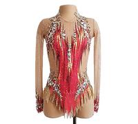 SOLEPOPS Maillots De Gimnasia Rítmica para Niñas Leotardos De Impresión Ropa De Equipo para Adolescentes con Diamantes Disfraces De Patinaje sobre Hielo,A,L