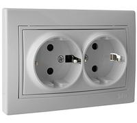 Base fija doble de empotrar de 2P+T 16A 250V de 117x81xmm Solera ERP60/2U