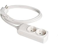 SOLERA 8012 - Regleta/base múltiple de 2 enchufes, 1,5m, color blanco