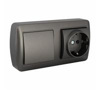 Solera Base Doble Enchufe + Interruptor Mural 2p+t 250 V 16 A Grafito - Marca EAN: 8423220263550
