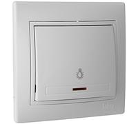 Pulsador empotrable luminoso con marco 10A 250V de 83x8x10mm color blanco Solera ERP04ILU