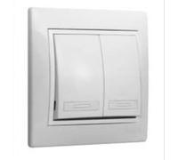 Solera ERP12U - Serie Europa, doble conmutador/interruptor. 10A,250V.Embornamiento tornillo.De 83x81. Blanco