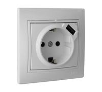 Base fija de empotrar de 2P+T 16A 250V con USB de 2,1A 5V 83x81x10mm Solera ERP60USB-U