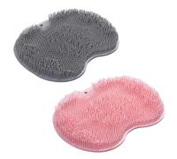 Solespa - Esterilla de silicona manos libres para pies, exfoliante multifuncional antideslizante con ventosas y orificios de drenaje, fácil de limpiar (rosa + gris)