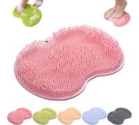 Solespa Hands-Free Silicone Foot Scrubber Mat, Shower Foot Scrubber Mat, Anti-Skid Silicone Bath Mats, Easy to Clean (Pink)