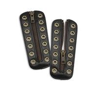 Soletec Insertos de cremallera para botas de cuero con cordones para todas las marcas, cordones de zapatos sin atar, 7 ojales, 1 par, isométricos, Negro isométrico, ojo H de bronce, Isometric