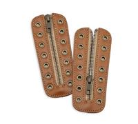 Soletec Insertos de cuero con cordones para todas las marcas, cordones para zapatos sin atar, 7 ojales de bronce, 1 par, caramelo