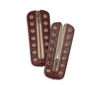 Soletec Insertos de cuero con cordones para todas las marcas, cordones para zapatos sin atar, 7 ojales de bronce, 1 par, rojo vino