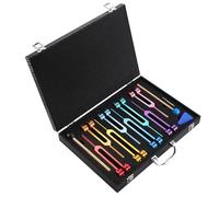 Solfeggio Juego de 8 diapasones (126,22 ~ 270,20 hz), diapasón de aluminio sin peso, 2 martillos, paño de limpieza y caja de almacenamiento, para fines terapéuticos, curación de sonido en casa, yoga