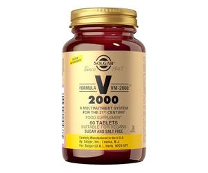 Solgar Fórmula VM-2000 | Multivitamínico y Mineral | 60 Tabletas | Con aminoácidos en base herbaria · Vitaminas A, C y E antioxidantes