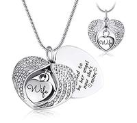 Solía ser su ángel Ahora, él es mía, Collar de urna, Ceniza cremación Colgante de alas de corazón