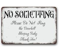 Soliciting Sign Do Not Ring Doorbell Sleeping Metal 8 X 12 in