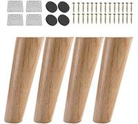 Solid Beech Wood Furniture Legs, Natural Wood Sofa Feet, 8/10/12/15/25cm Table Legs, Round Interchangeable Feet, for beds, Tables and Chairs, Dressers, with Screws,slanted-10cm/3.9in