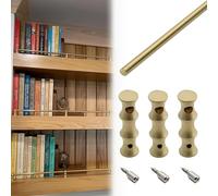 Solid Brass Gallery Rail, Shelf Guard Rail Fence Set for Bookshelf/Wooden Racks, Dia 6 mm Round Bar, Minimalist Decorative Tipping Barrier Rod(Brass-Style C,48cm/18.9in)