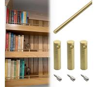 Solid Brass Gallery Rail, Shelf Guard Rail Fence Set for Bookshelf/Wooden Racks, Dia 6 mm Round Bar, Minimalist Decorative Tipping Barrier Rod(Brass-Style a,48cm/18.9in)