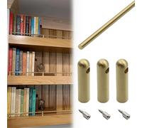 Solid Brass Gallery Rail, Shelf Guard Rail Fence Set for Bookshelf/Wooden Racks, Dia 6 mm Round Bar, Minimalist Decorative Tipping Barrier Rod(Brass-Style B,48cm/18.9in)