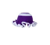 Solid Color Hand Knitted Knit Hat In With Hollowed Out And Ruffled Design Bucket Shaped Fisherman's(2Purple1White)