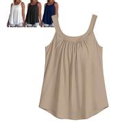 Solid Color Pleated Tank Top with Built in Bra Flowy Summer Tops for Women (Nude,3XL)