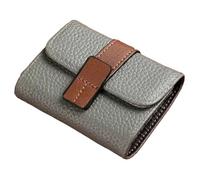 Solid Color PU Leather Women Multi-Card Slot Credit Card Holder Business ID Case Wallet with Coin Pocket Driver License(Grey)